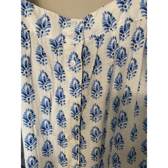 LAKE Hamptons Cotton Gauze Nightgown Corolina in Blue Batik Blue White XL - Picture 3 of 9